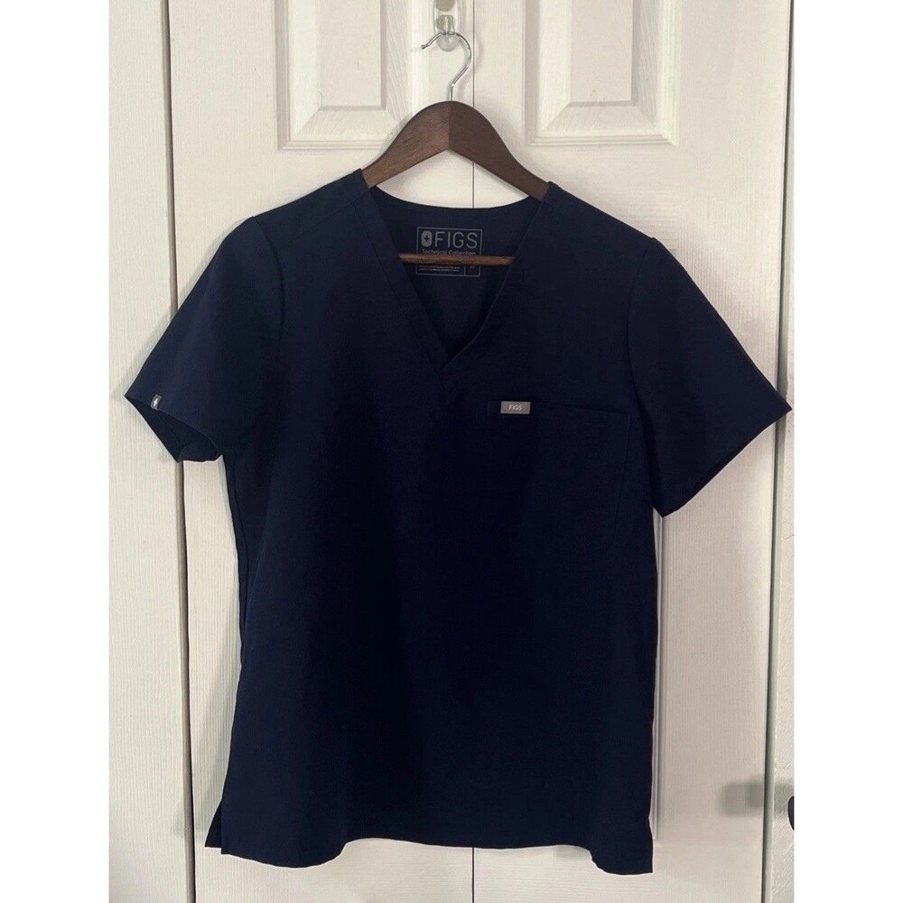 Figs Women’s Size Medium Navy Technical Scrub Top  Style# FW1000 EUC